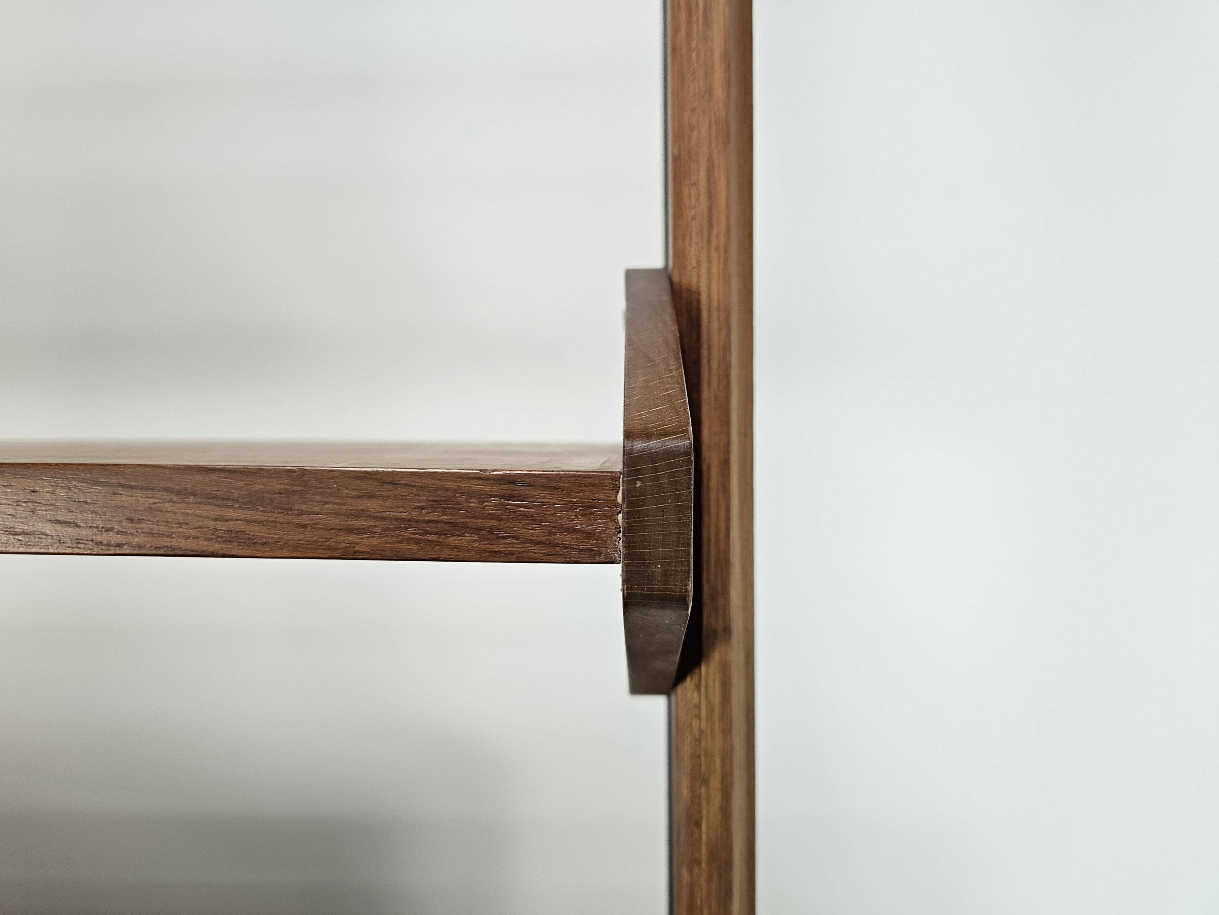 1960s teak floor/sky bookcase with shelves and compartment