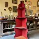 Dark wood corner unit, black and red