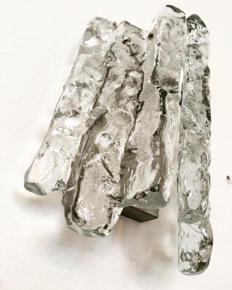 Modern ice glass wall lamp by J.T. Kalmar  for Franken KG