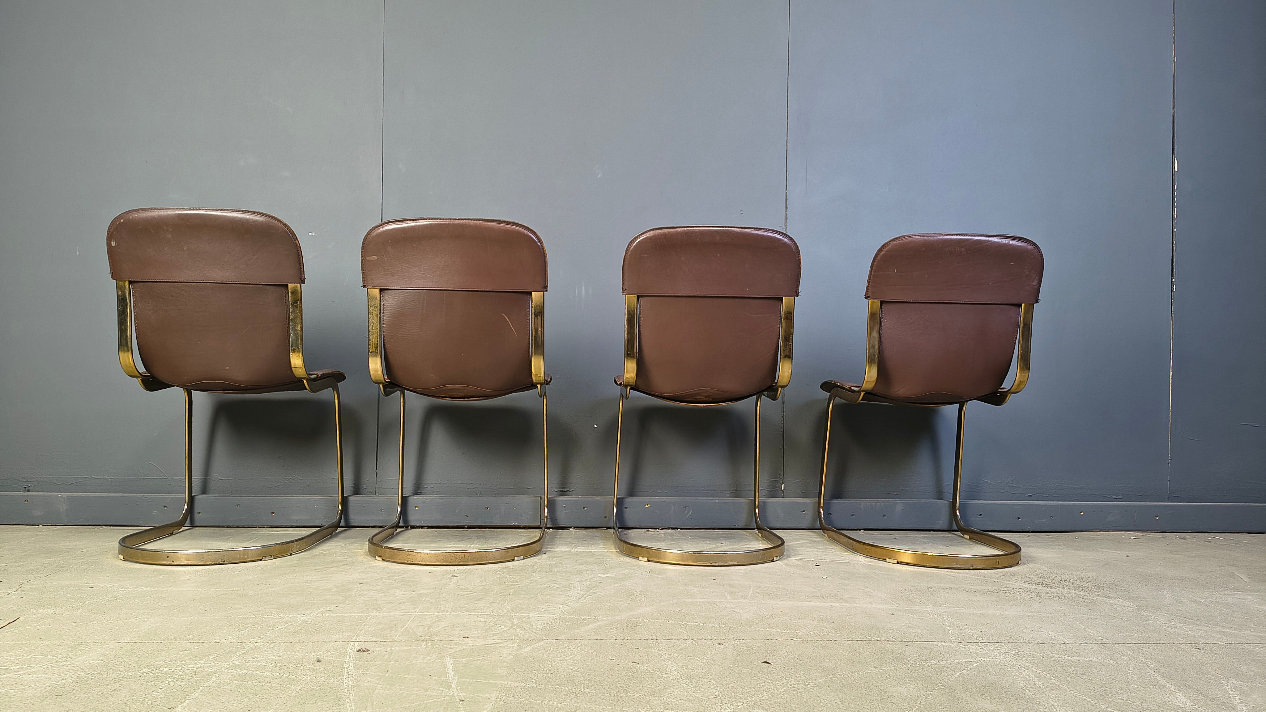 Vintage dining chairs by Willy Rizzo for Cidue - set of 4 - 1970s