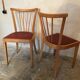 Pair of vintage bistro chairs 1960's blond wood and skaï