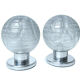 Paire de lampes de table vintage, verre structuré soufflé et chrome, annees 70