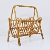 Bamboo and rattan magazine rack in the style of Franco Albini, Italy, 1950s.