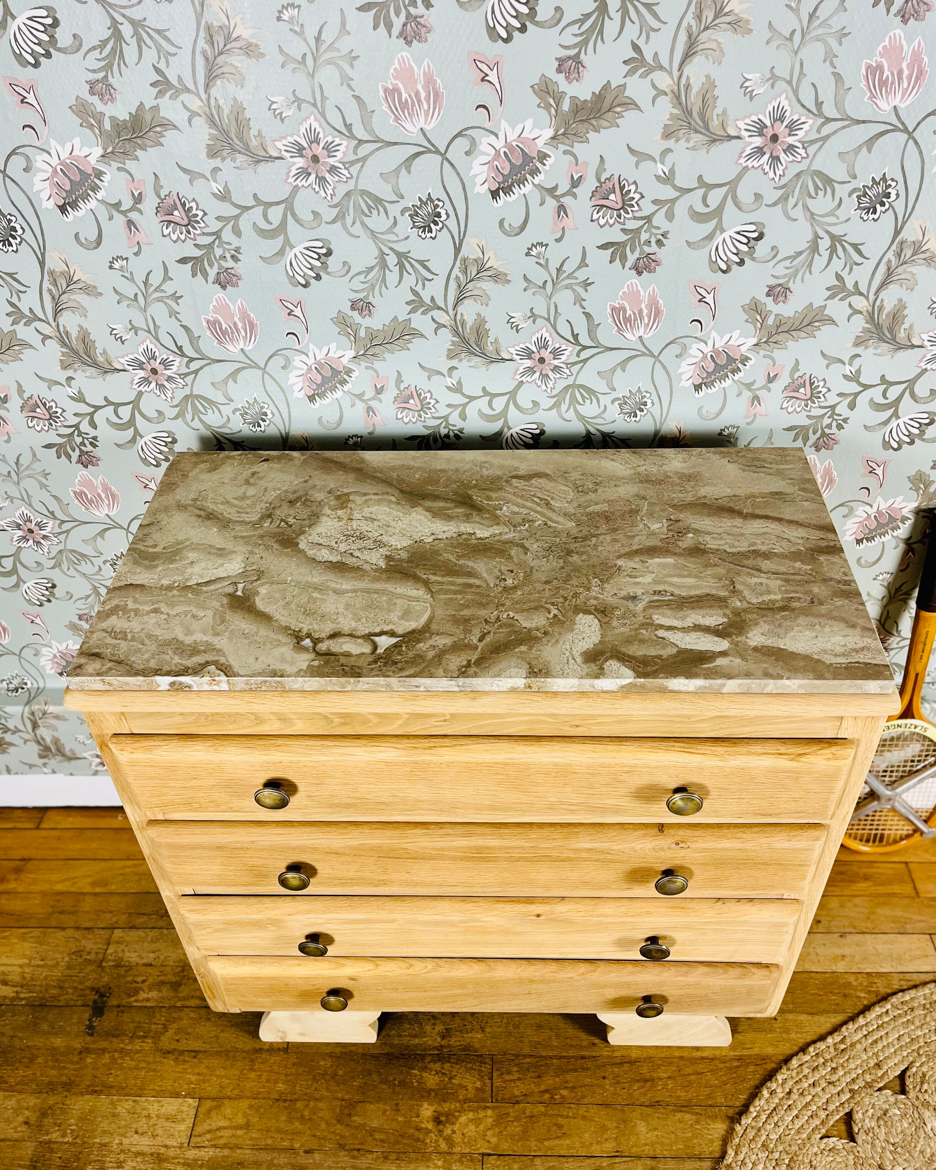Art Deco chest of drawers with marble top