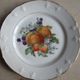 Set of 5 antique Limoges porcelain plates L.J.V with fruit decoration