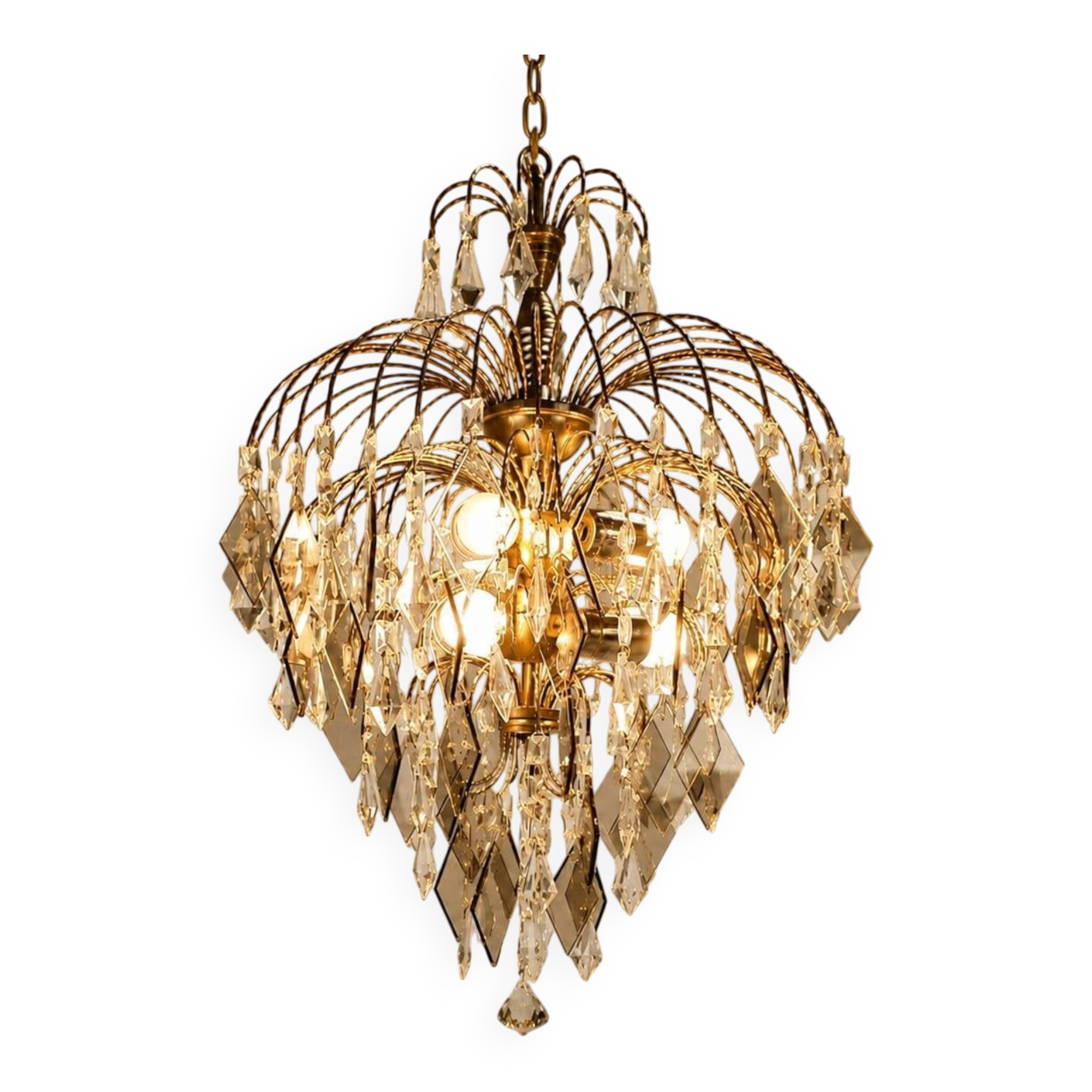 Hollywood Regency crystal and glass chandelier, 1970s