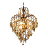 Chandelier en cristal et en verre de style Hollywood Regency, années 1970
