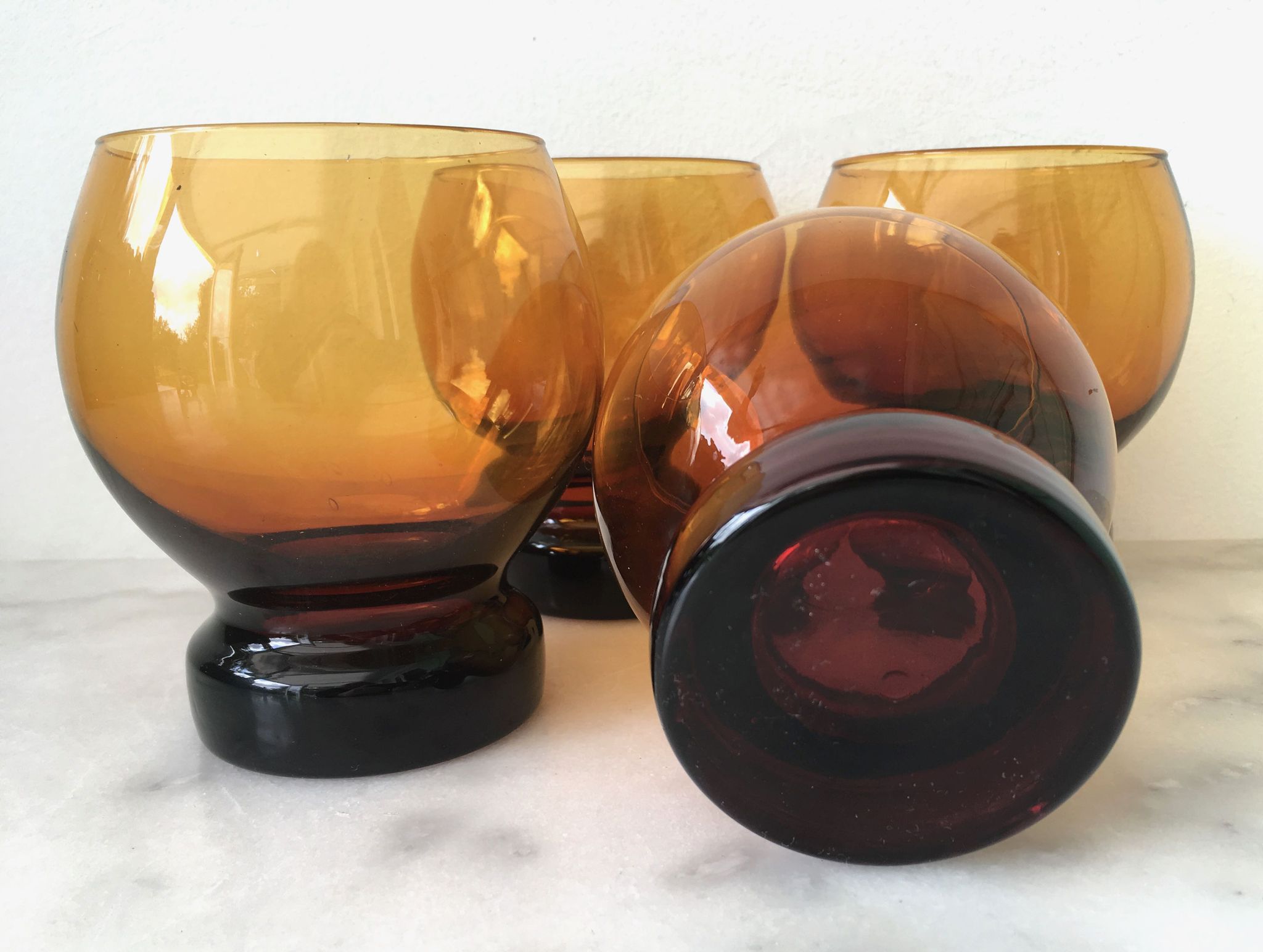 Set of 4 vintage amber cups