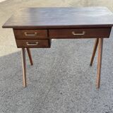 Modernist wooden desk with compass feet 1950
