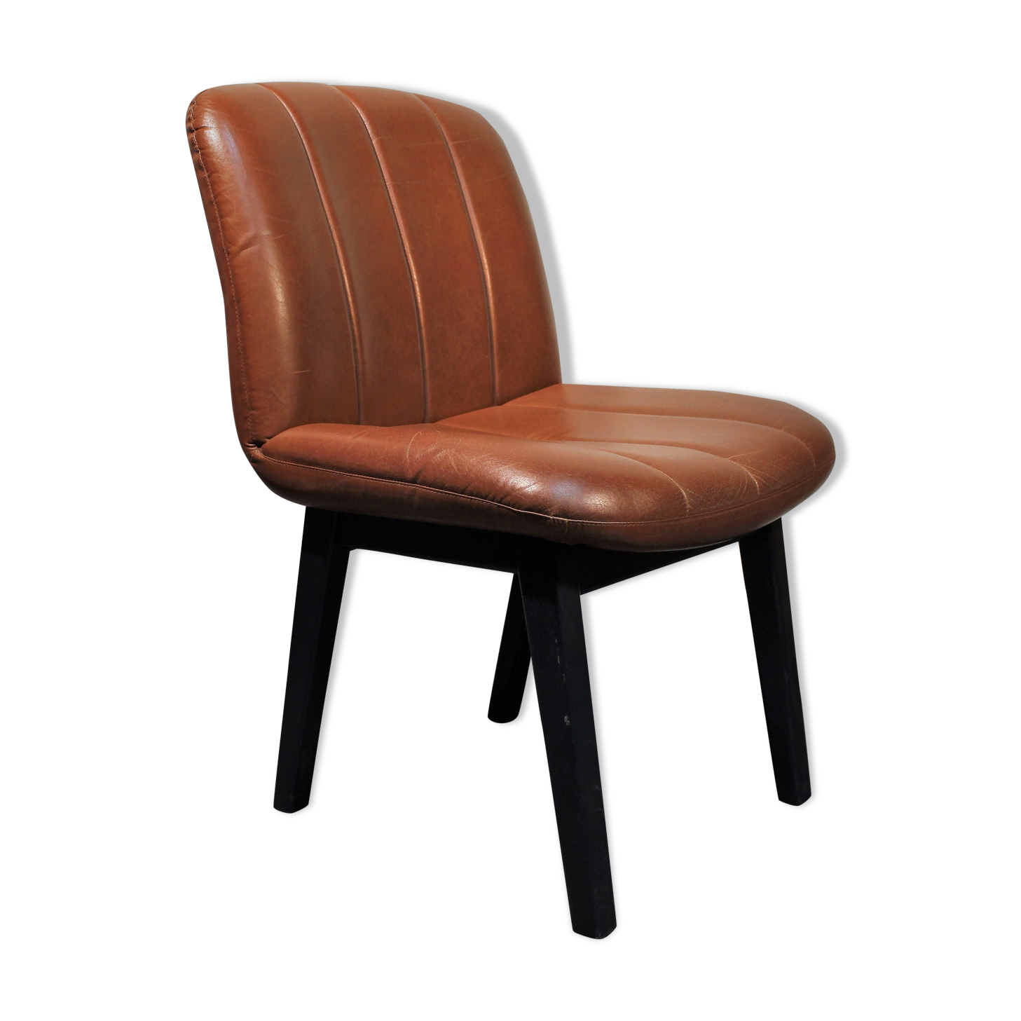 Office chair leather & wood 1960