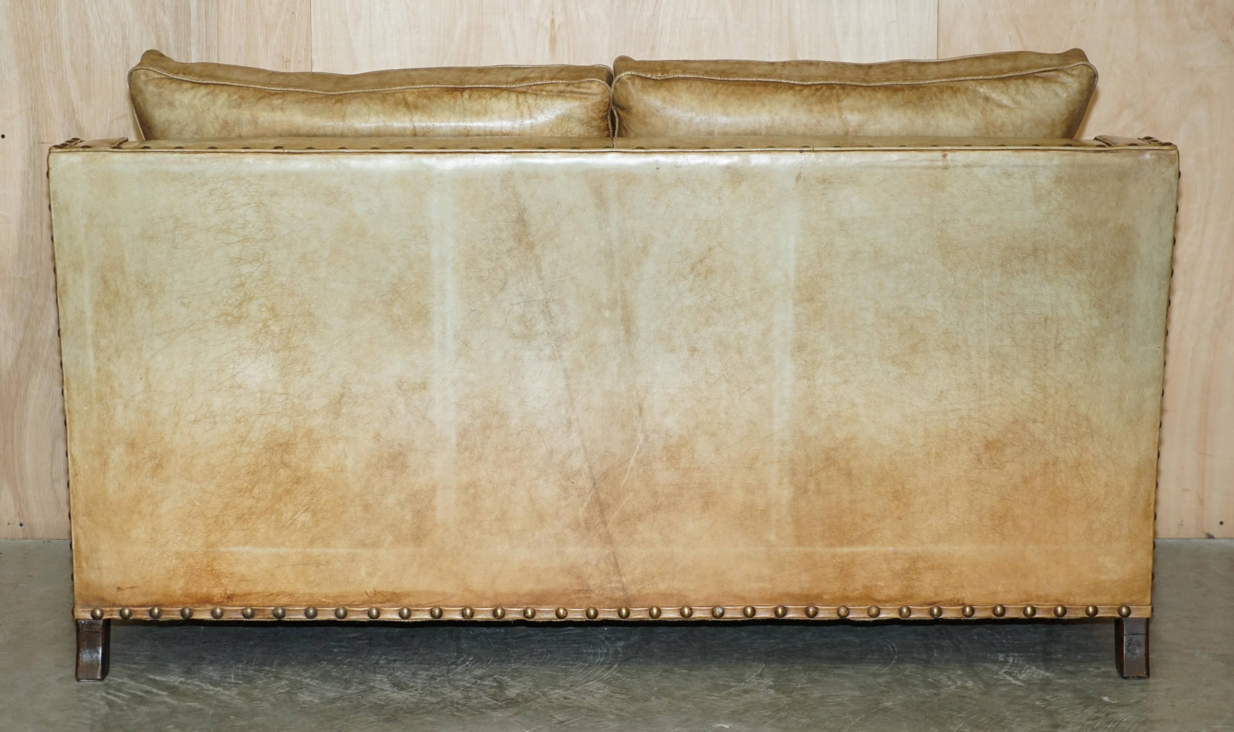 Edwardian Style Leather Two-Seater Sofa with Studs