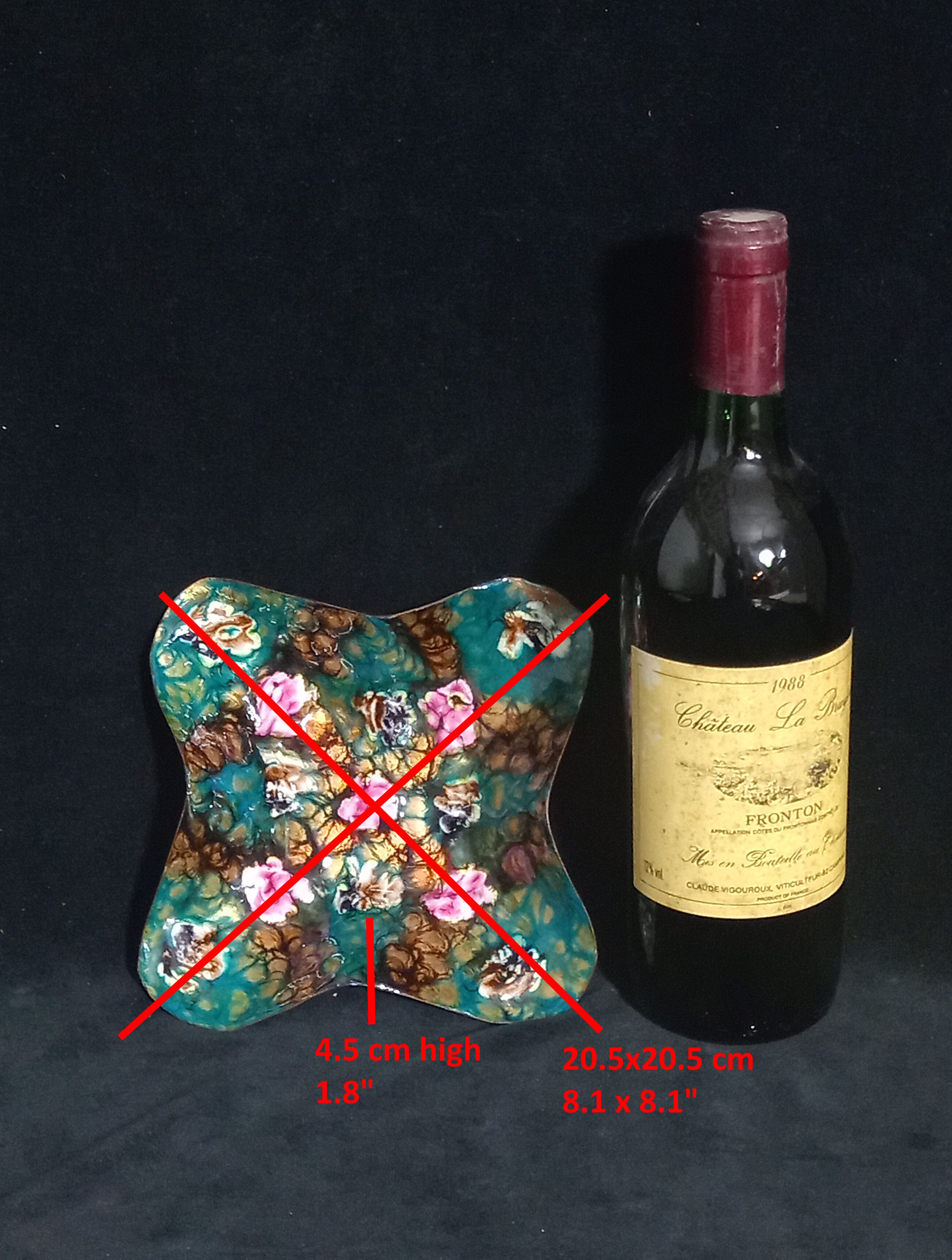 Two vintage enamelled copper tidies