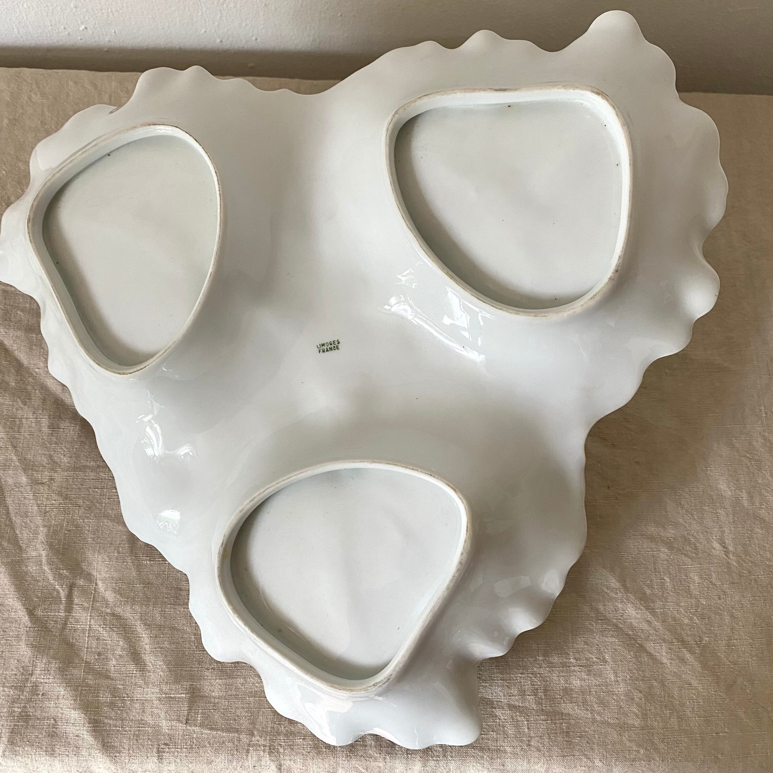 3-compartment limoges porcelain dish