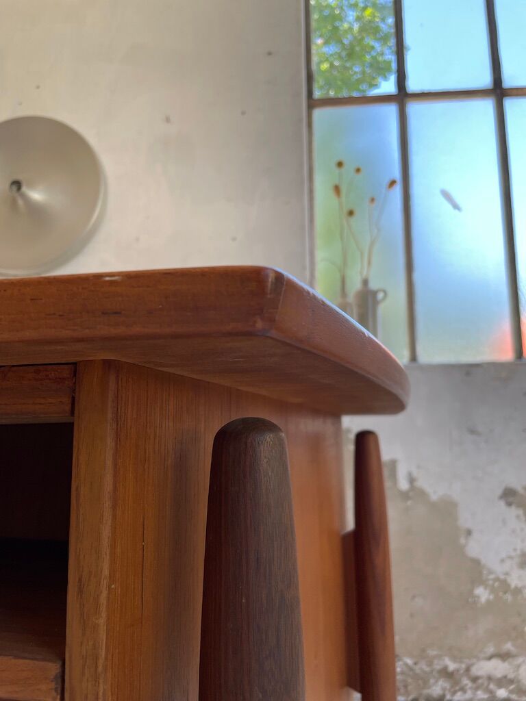 Scandinavian "boomerang" two-sided teak desk Midtjydsk Mobelfabrilk
