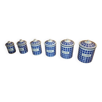 Set of enamelled spice jars