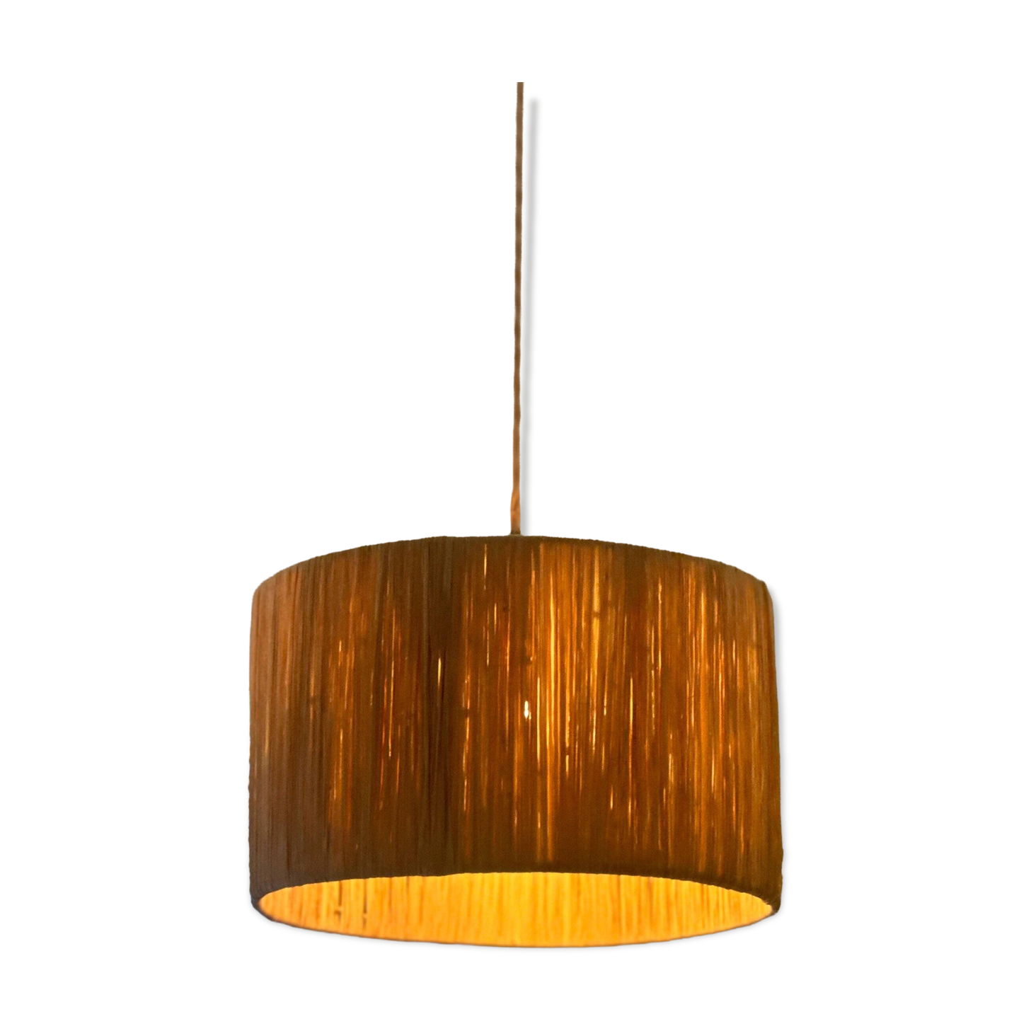 Beige natural rattan lampshade suspension - D30 cm