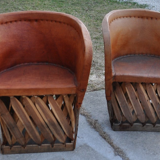 Pair of Mexican Equipale pigskin chairs