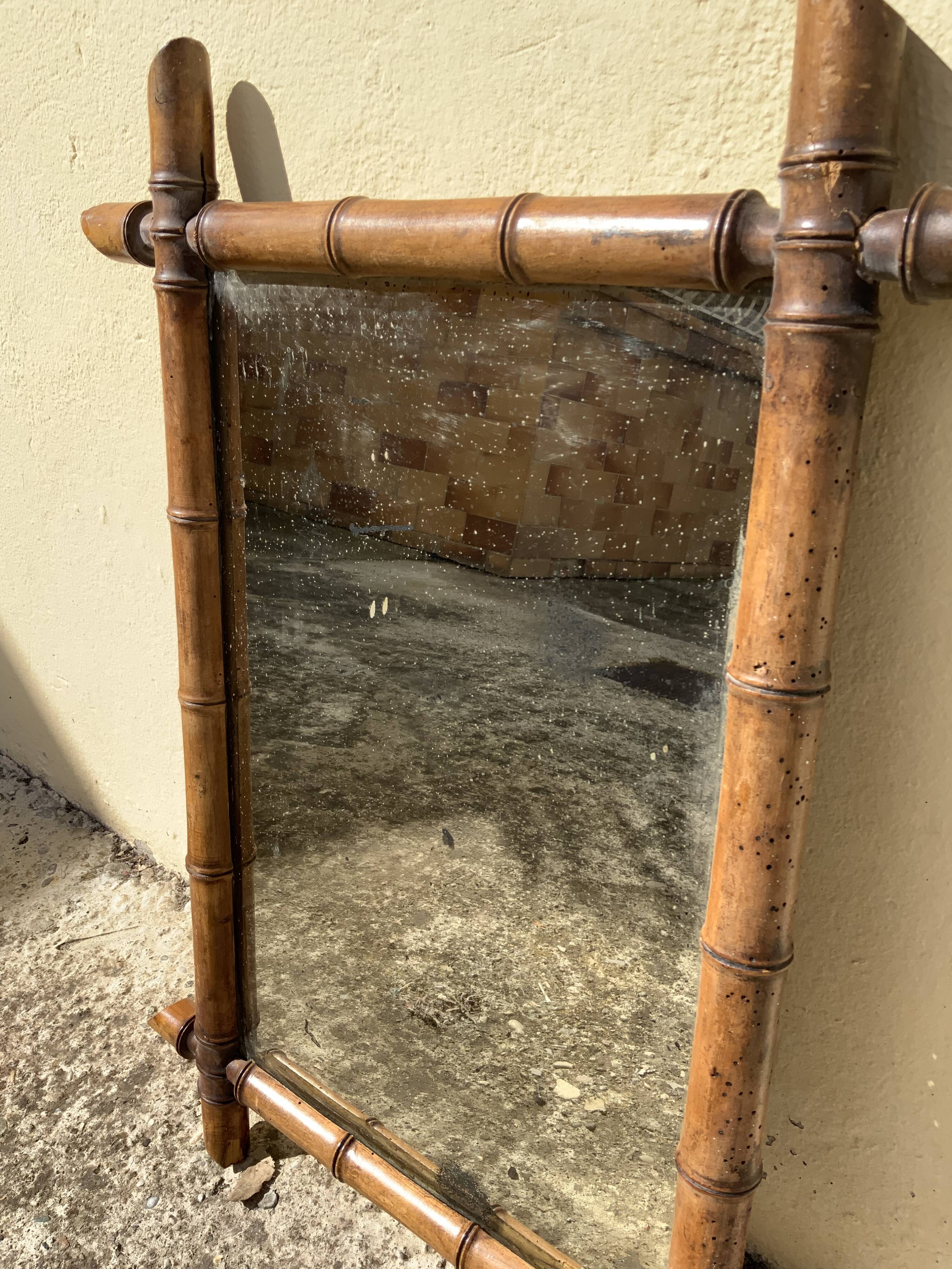Antique wooden mirror bamboo style