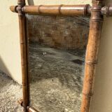 Miroir ancien en bois style bambou