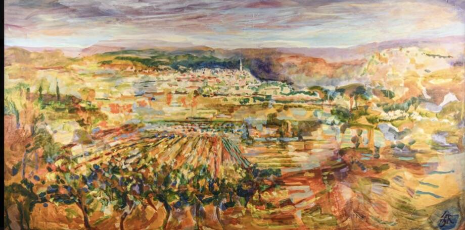 François Gerber (born in 1945) – Impressive oil on panel "V"