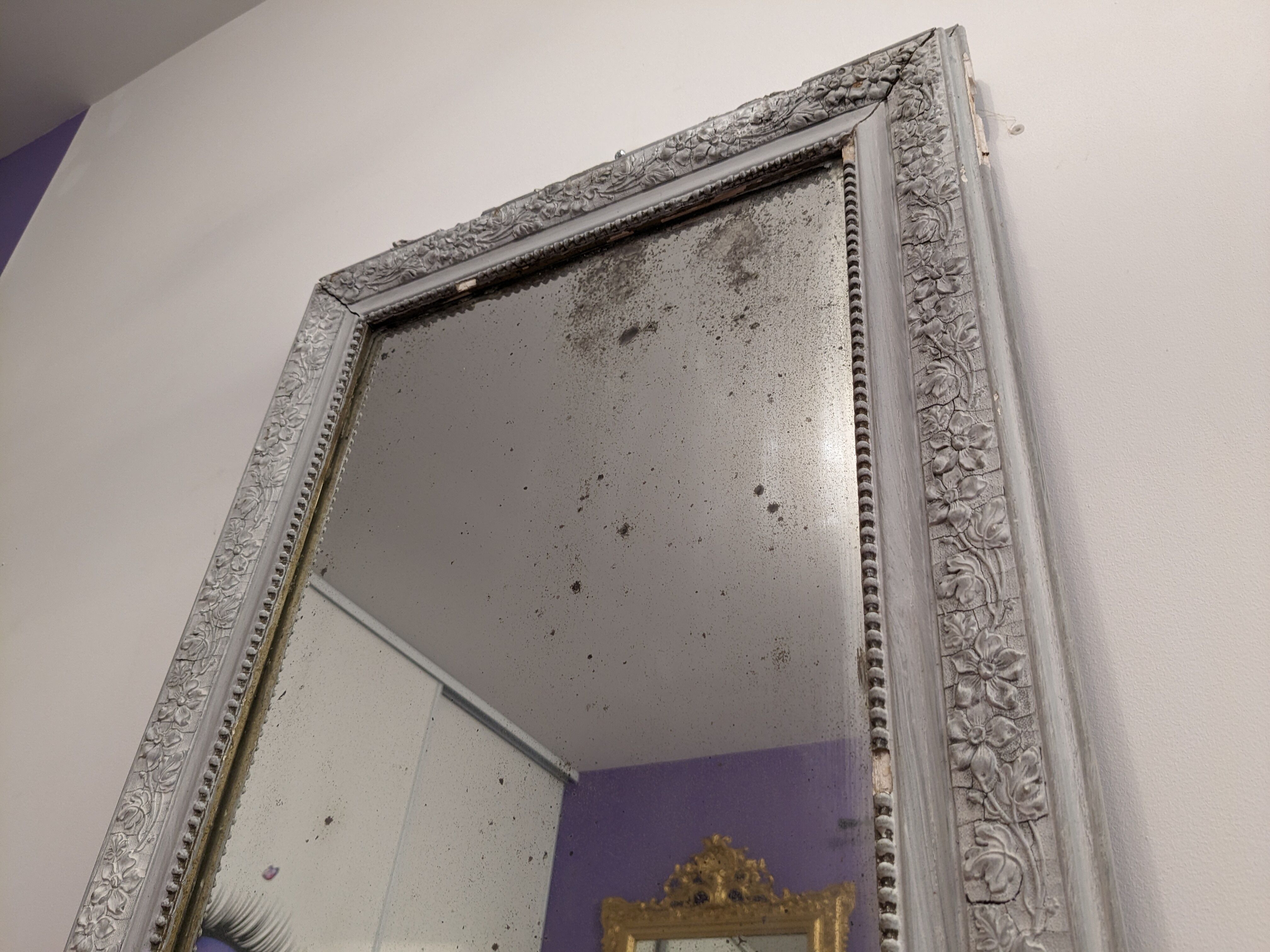 Mirror XIXth gray shabby 77 x 53 cm