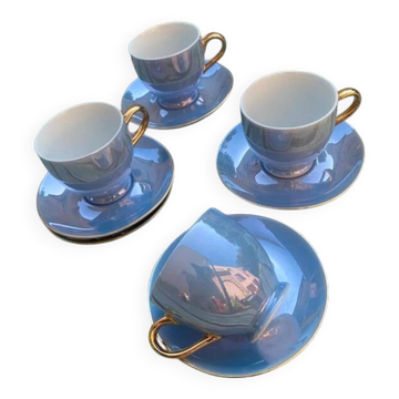 Iridescent blue coffee set