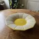 Old salad bowl, fruit bowl - yellow and white ceramic, vintage