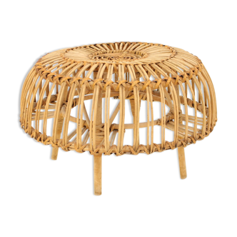 Tabouret en rotin du milieu du siècle, années 1960