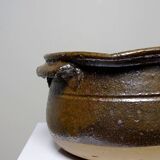 Marmite/bol à oreilles ancien XXe grès de Puisaye émaillé