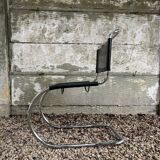 Set of 4 mr10 cantilever chairs chrome steel & black leather, ludwig mies van der rohe / fasem 1970s