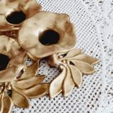 Bougeoir bas fleurs en laiton