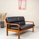 Vintage Two-Seater Teak and Leather Sofa by Olsen & Laursen, 1980s