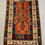 Vintage turkish anatolian rug 190x120 cm, tribal boho red, blue, black, green