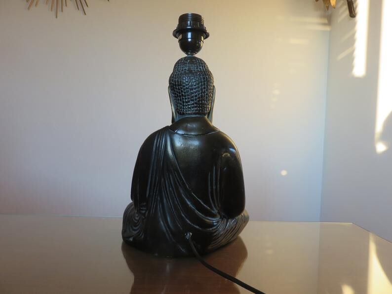 Italian "Buddha" lamp in polychrome plaster 70s