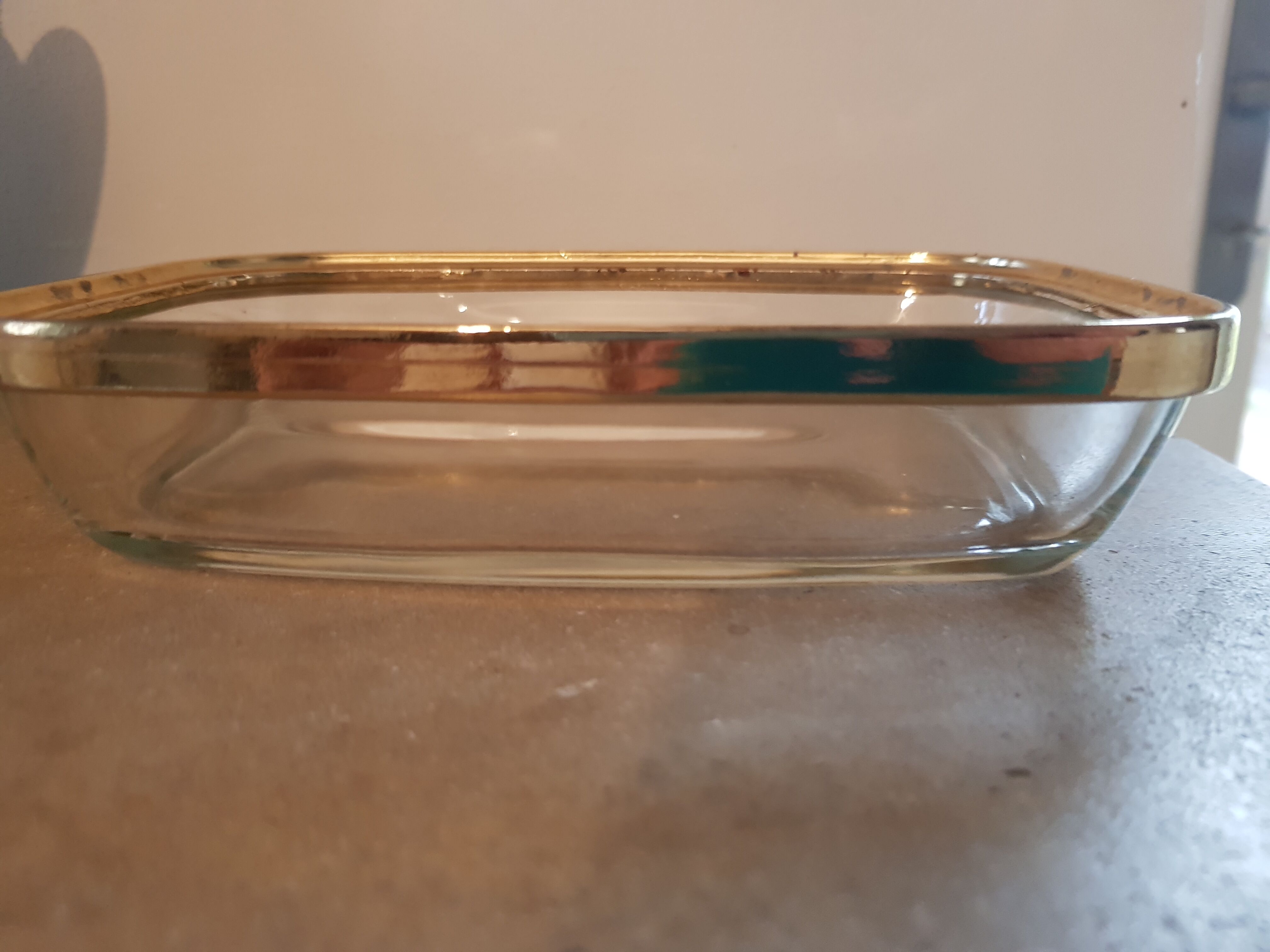 Gold glass butter dish