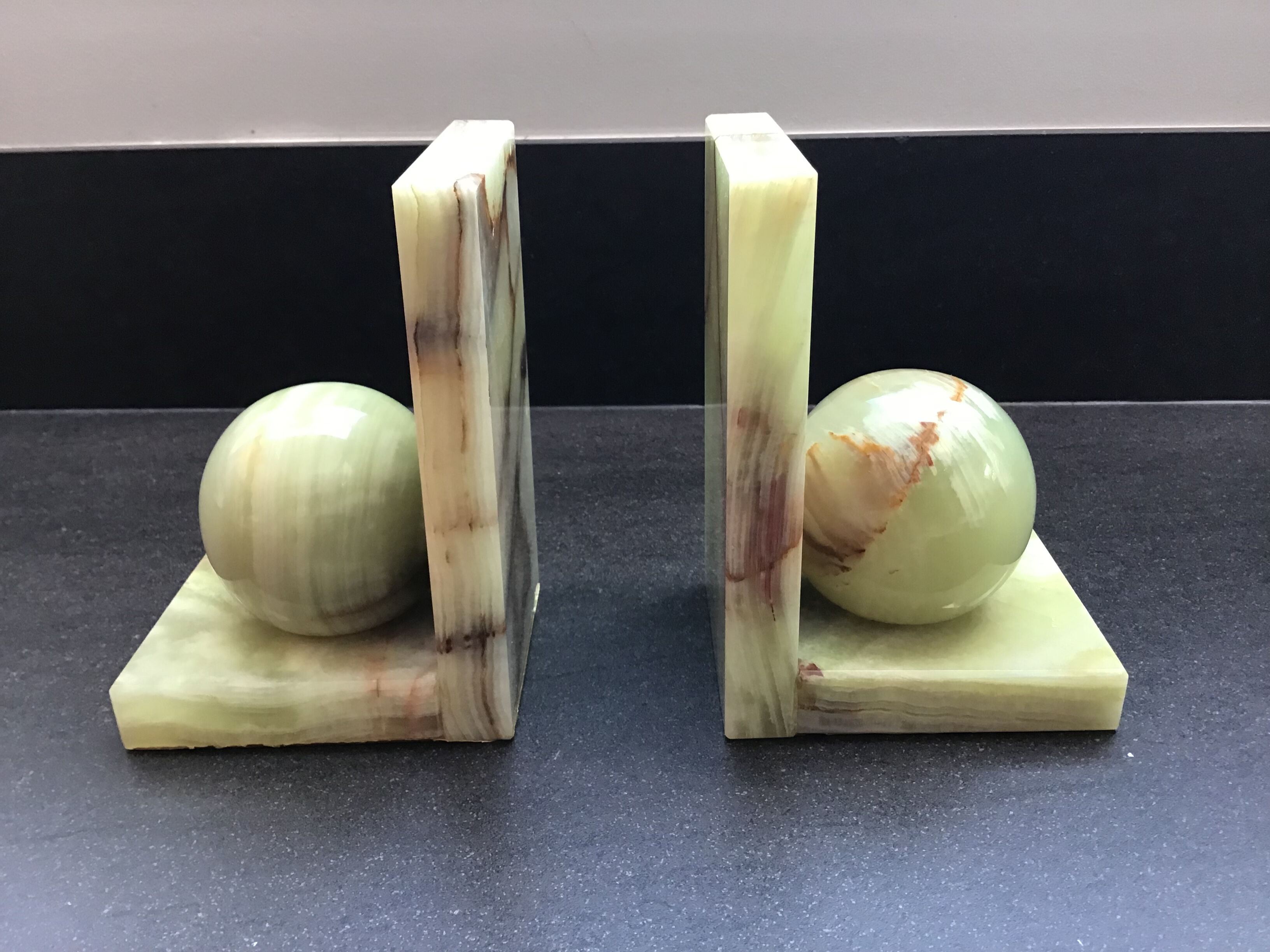Pair of Art Deco style onyx bookends