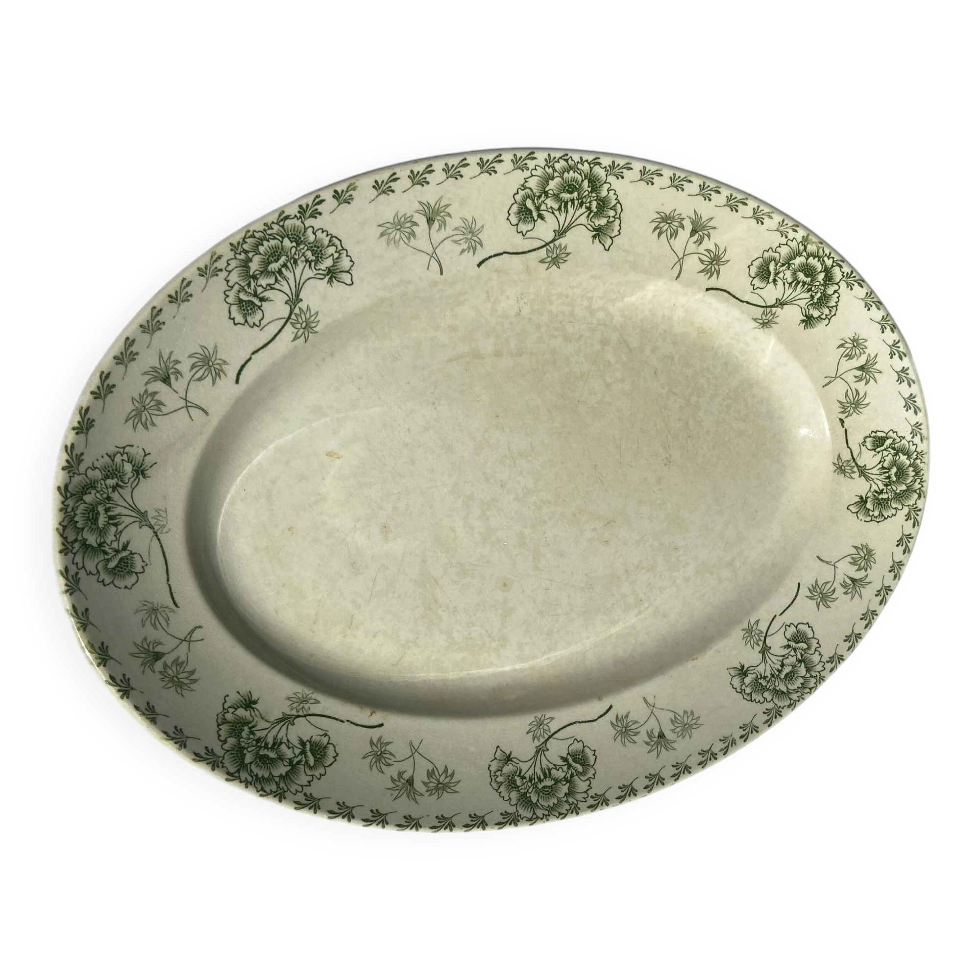 Large antique serving dish Sarreguemines Palmyre – floral earthenware v