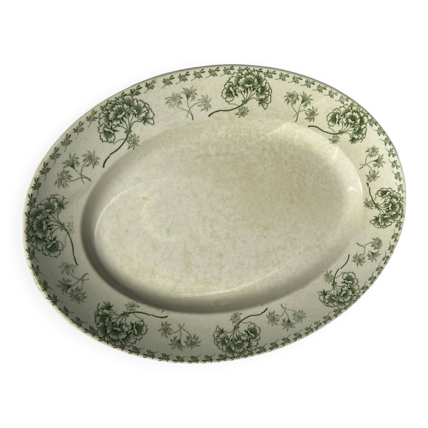 Grand plat de service ancien Sarreguemines Palmyre – faïence fleurie v
