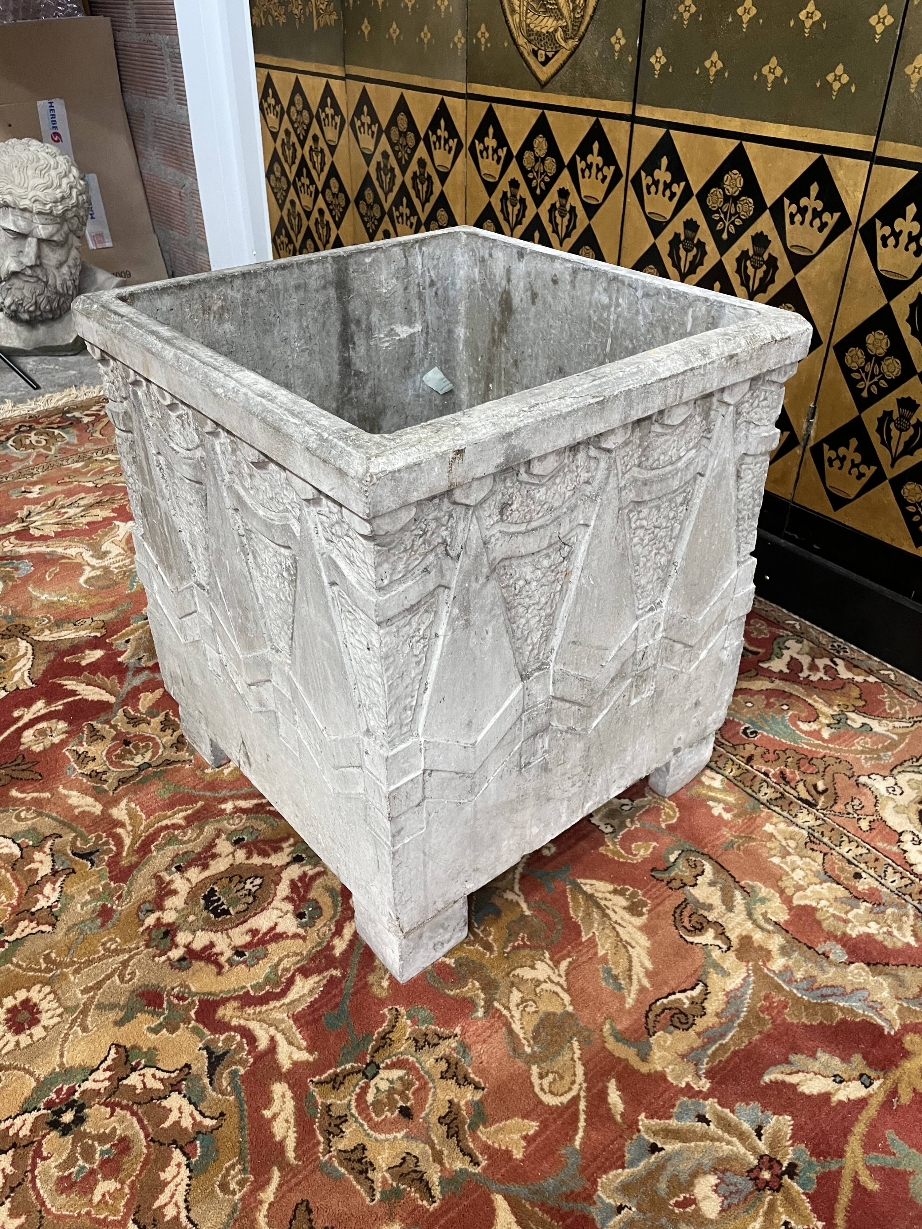 Art Deco period cement cache-pot signed "Louis Lonati Dijon"