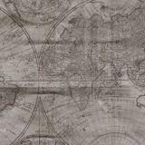 Ancienne carte du monde planisphère sur toile de lin