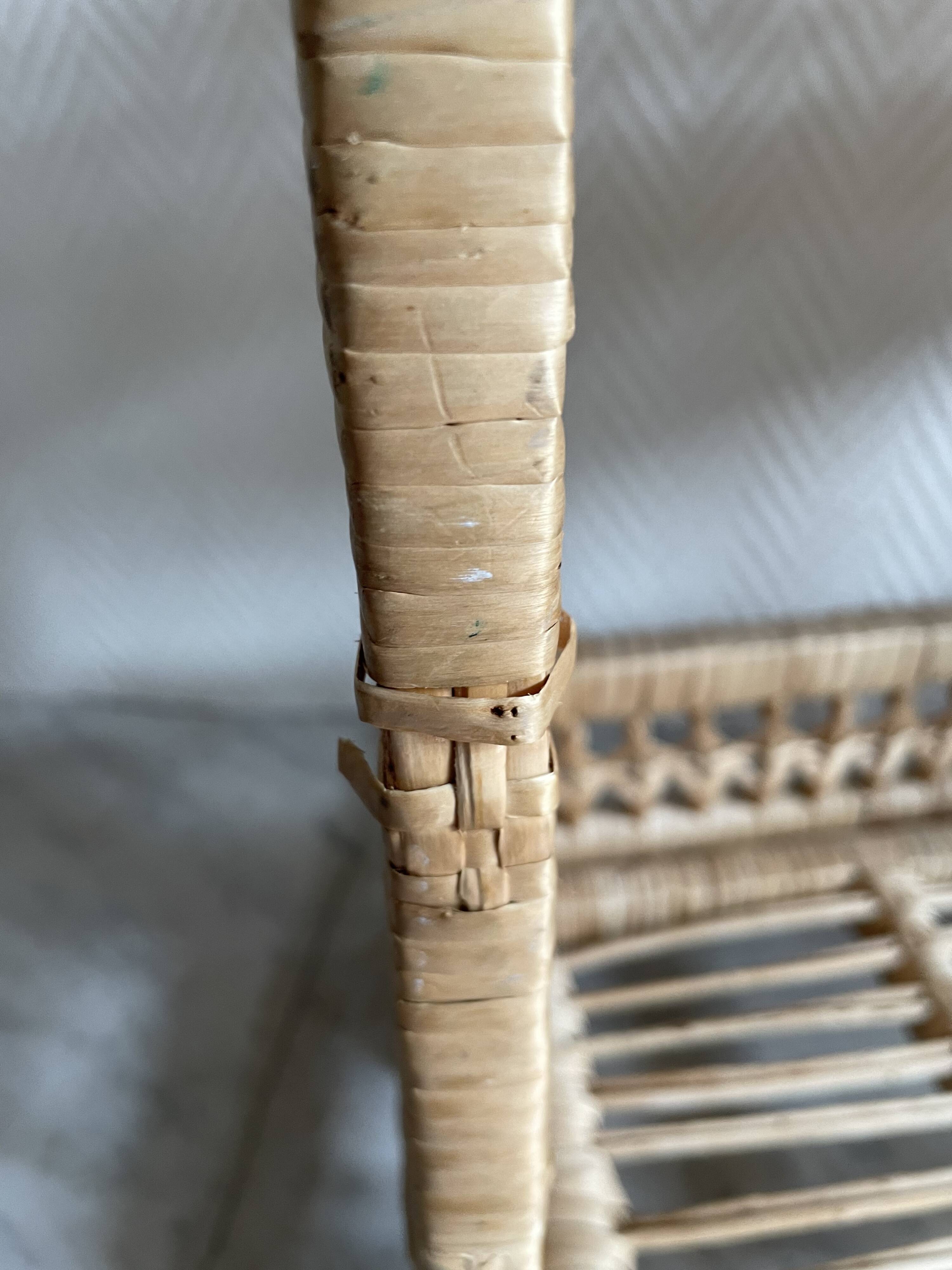 Small light beige wicker and rattan shelf