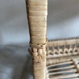 Small light beige wicker and rattan shelf