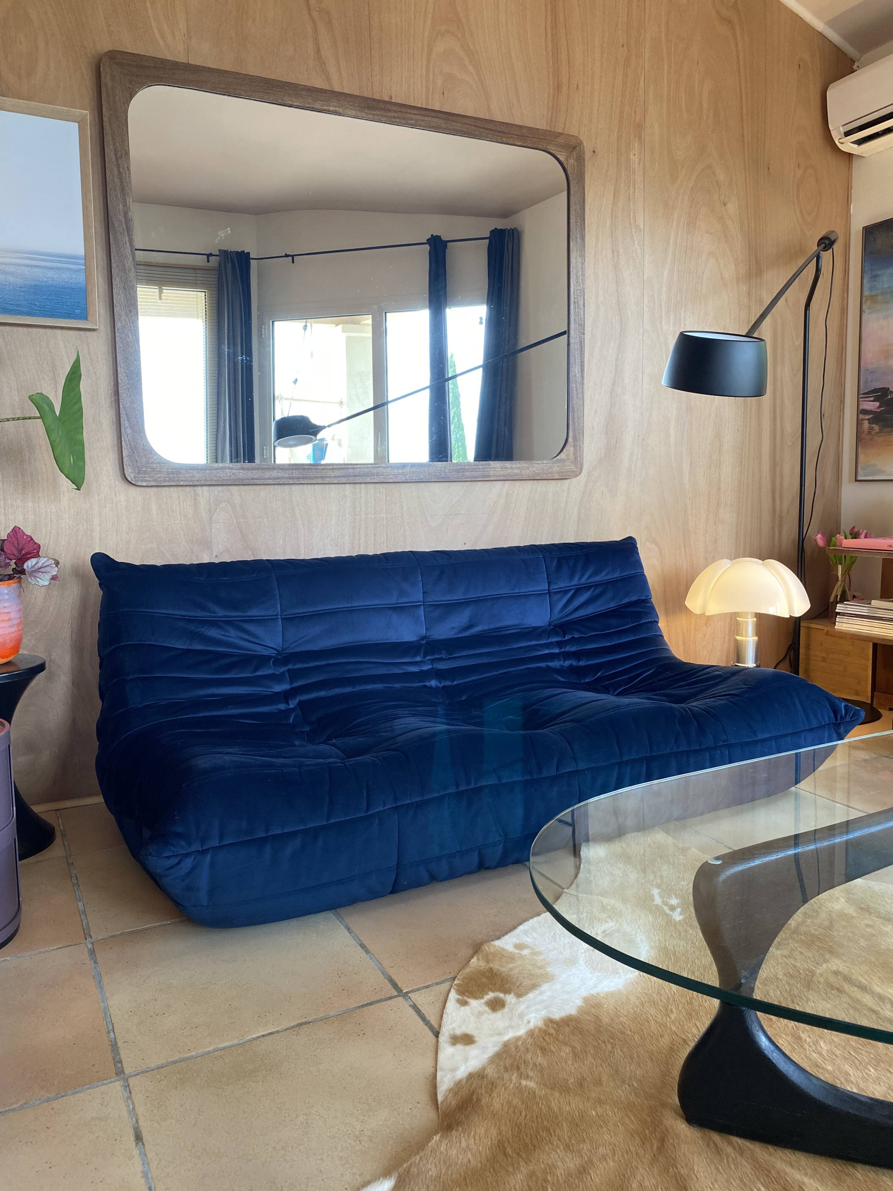 Togo 3-seater sofa in midnight blue velvet