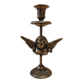 Silver-plated metal angel candle holder