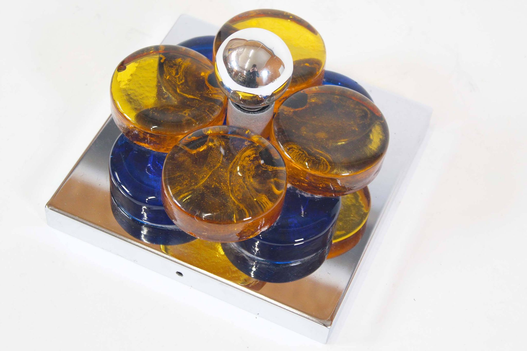 Brutalist glass wall sconce by Albano Poli for Poliarte, Italy 1970's