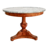 19th Century Restoration Pedestal Table Elm Burl and Turquin Marble