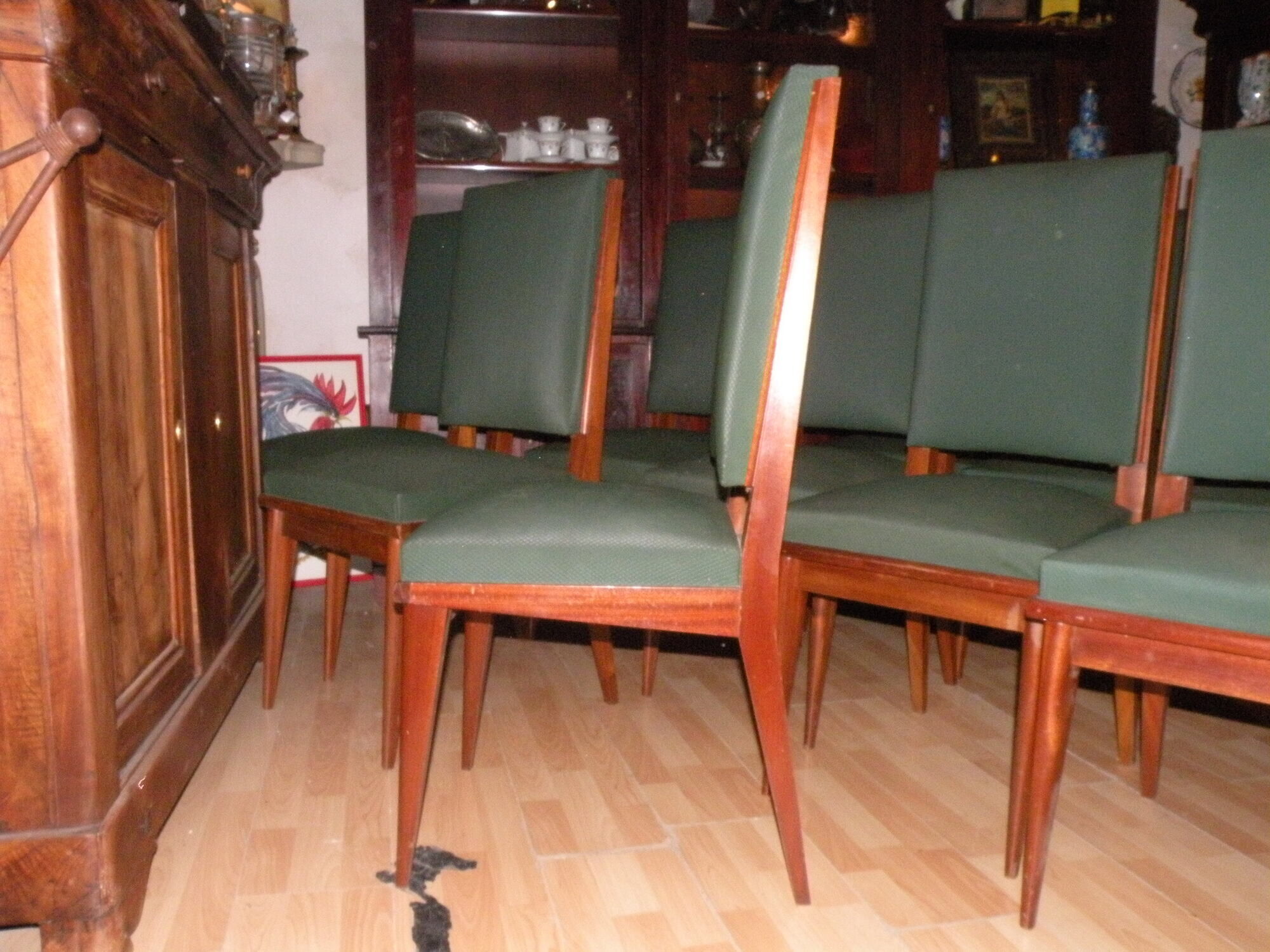 Set of 12 high quality mahogany and skai chairs 1940-1950