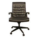 Vintage black leather office chair by Richard Sapper for Knoll 1979