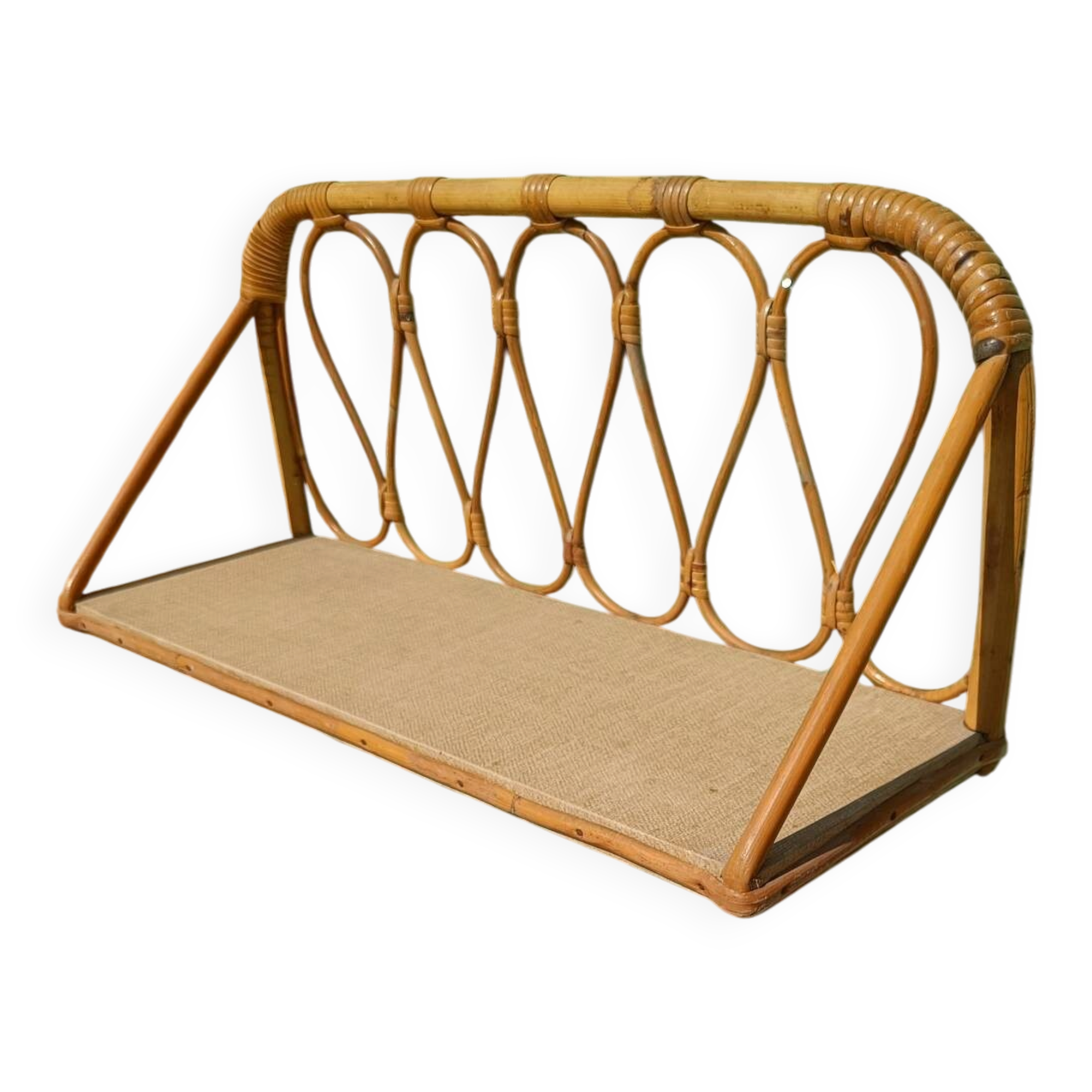 1960s rattan wall shelf