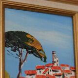 Original French oil on canvas – “Saint‑Paul‑de‑Vence” by Guinet C – vintage & framed – 28 × 23 cm